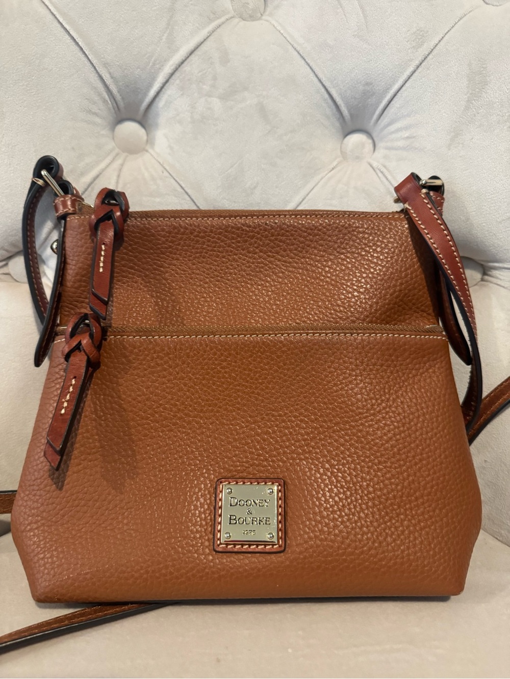 Dooney & Bourke Pebble Leather Crossbody in Cognac Brown